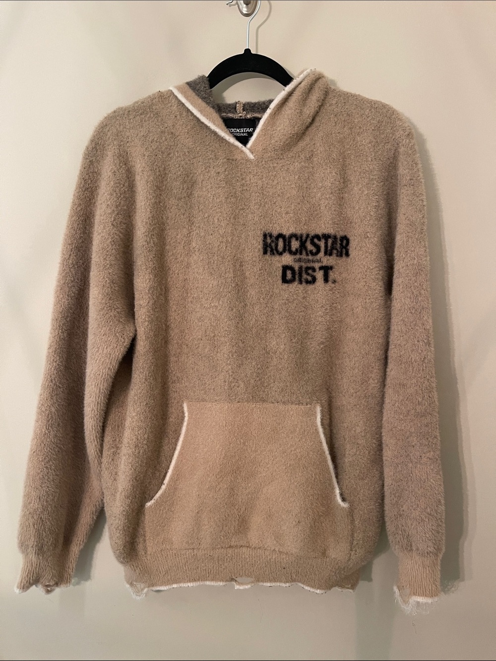Rockstar Original Men’s Lake Mohair Beige Hoodie Size Medium